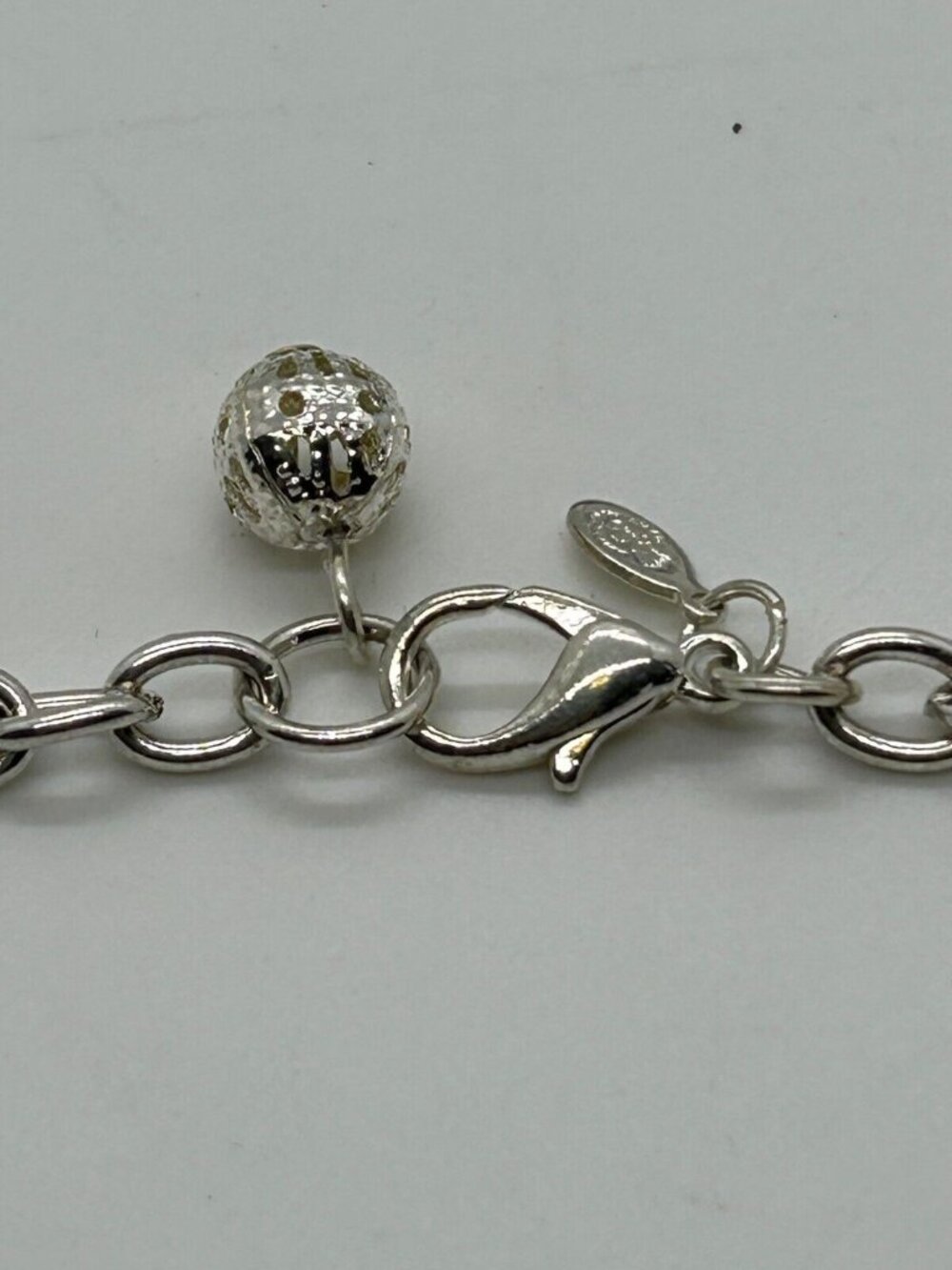 Vintage Style Silver Tone Chunky Beaded Necklace With Lobster Clasp & Decorative - Picture 5 of 7